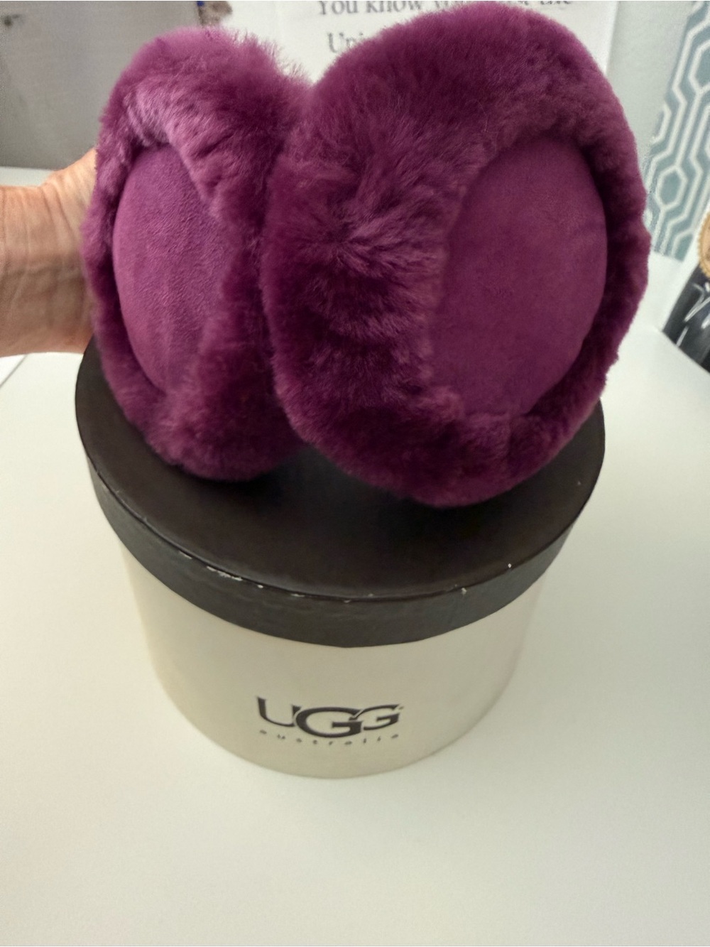 UGG Australia Classic Shearling Earmuffs Purple Fluffy Headband With Box